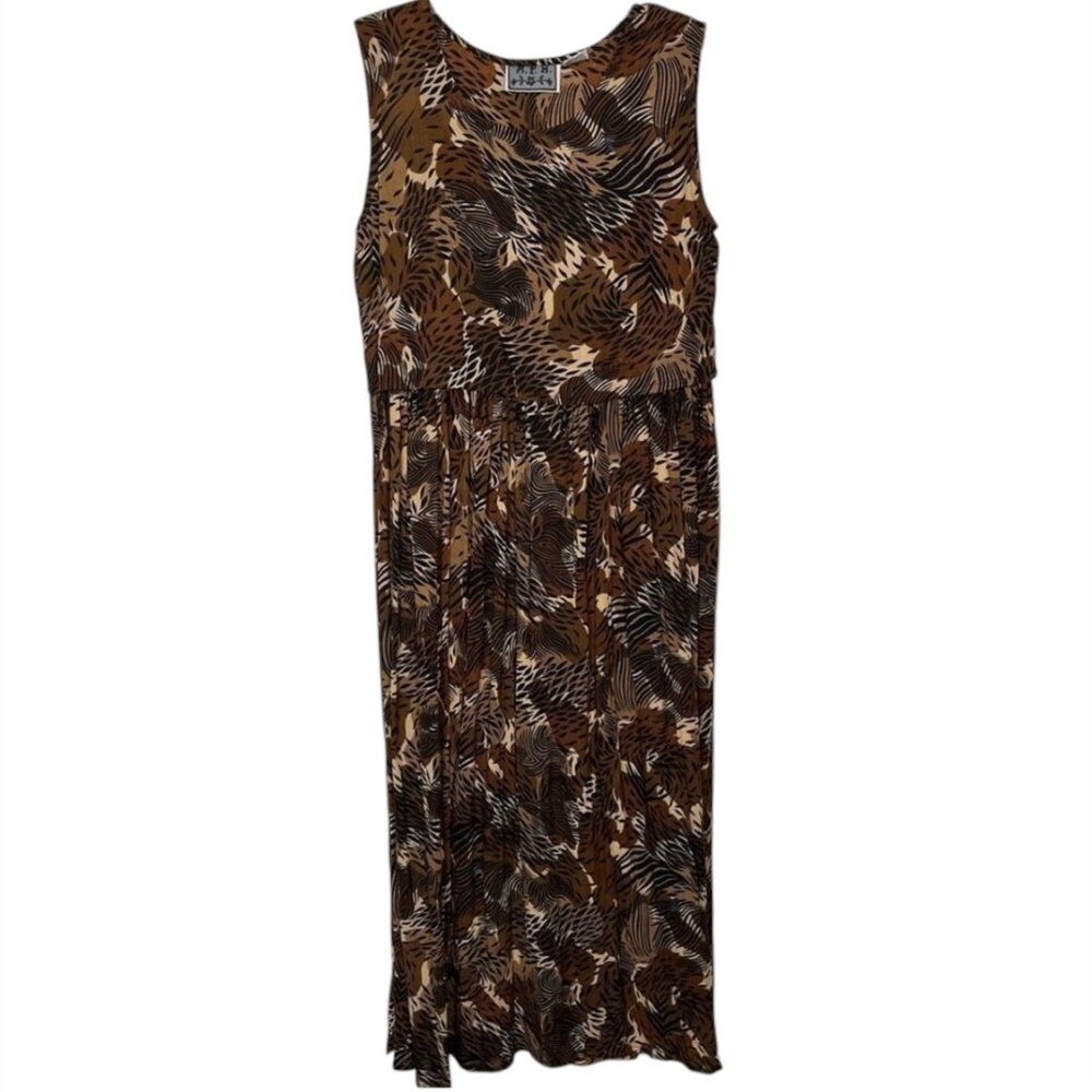 M.P.H. Sz S Sleeveless Maxi Dress Brown Black Zebra Print